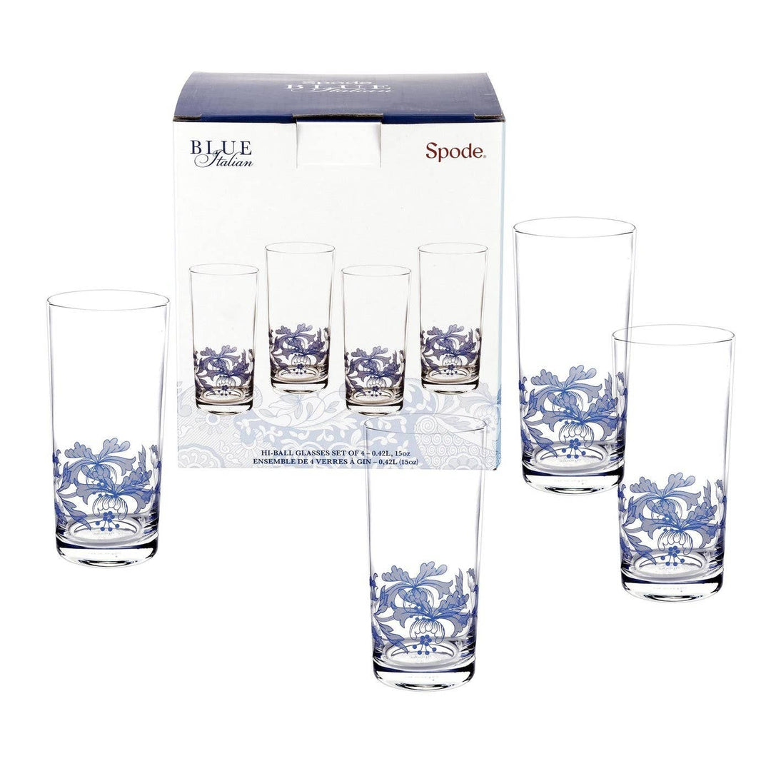 Janie + Russ - Spode Blue Italian Set of 4 Highball Glasses