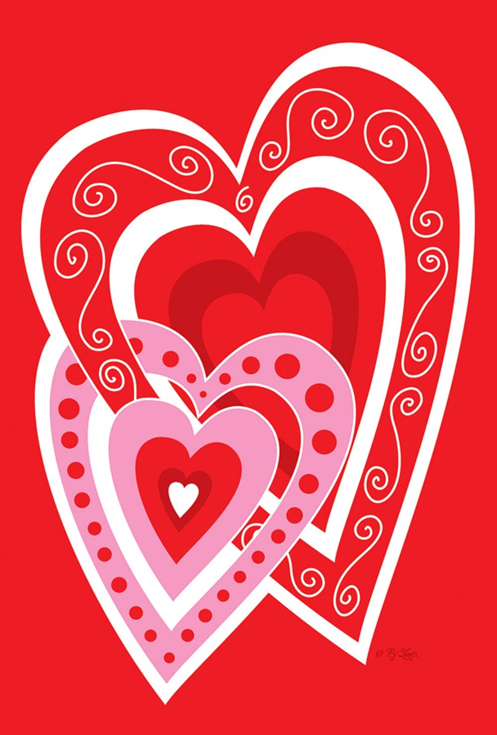 Heart by Heart Valentine House Flag