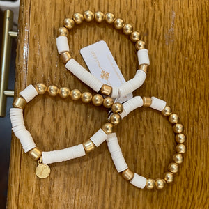 White beaded bracelet set